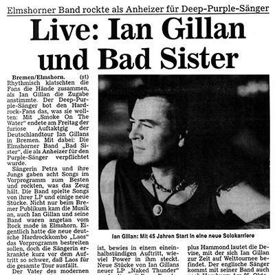 Bad Sister - Support Ian Gillan (1990)